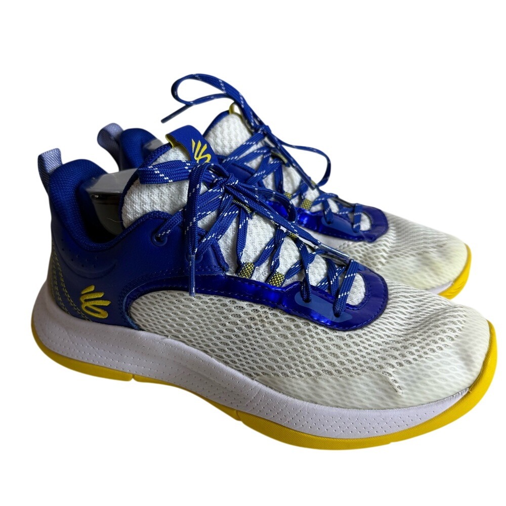 Under Armou Curry Youth Sneakers Blue White Size 7Y 3025091-103 Athletic Sports